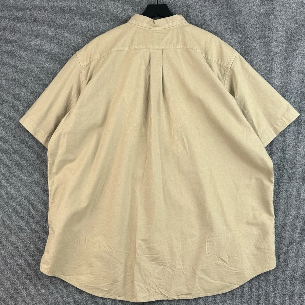 Polo Ralph Lauren Button Down Shirt Mens 2XB Khaki Classic Oxford Short Sleeve